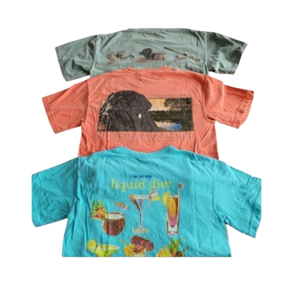 Live Oak Comfort Colors Brand Country Tee Bundle Gray Coral Blue Size Small